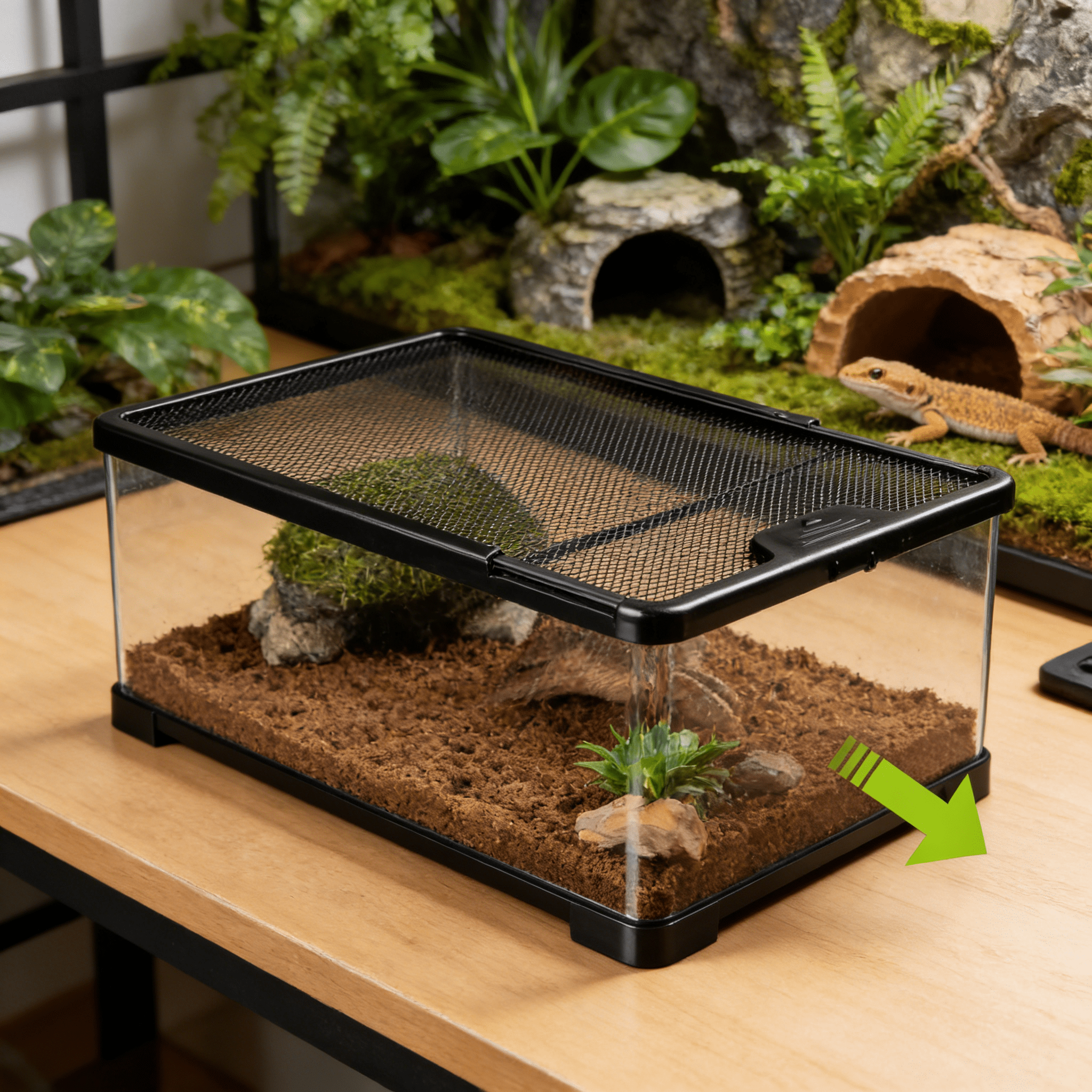 ACDANC 2026 New Turtle Tank with Breathable Holes Fish Tank, Multifunctional Areas Full-View Aquarium for Horned Frogs, Hamsters, Snakes, Turtles, Lizards Small Pet Anti Escape Crawler Box