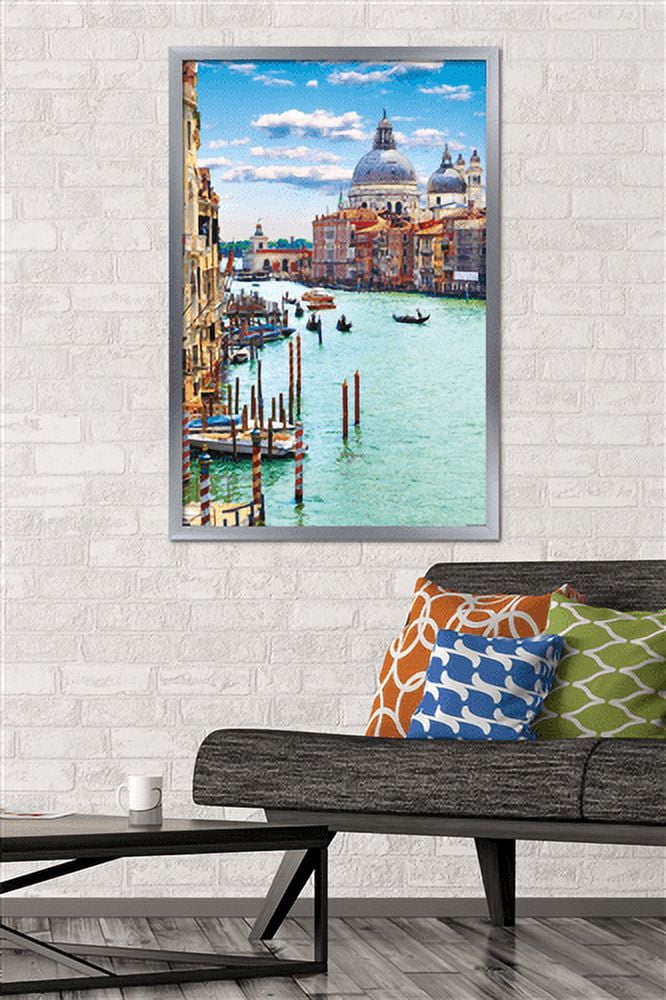 Timeless Visions - Canals of Venice Wall Poster, 22.375" x 34", Framed