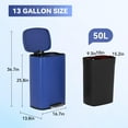 thumbnail image 2 of YEXJ 13 Gallon (50L) in Home Recycling Bin Kitchen Stainless Steel Recycling Bin with Lid Removable Inner Bucket Foot Pedal Soft Close for Office Home Kitchen Garbage Can Trash Bin-13 G-Deep Blue, 2 of 8