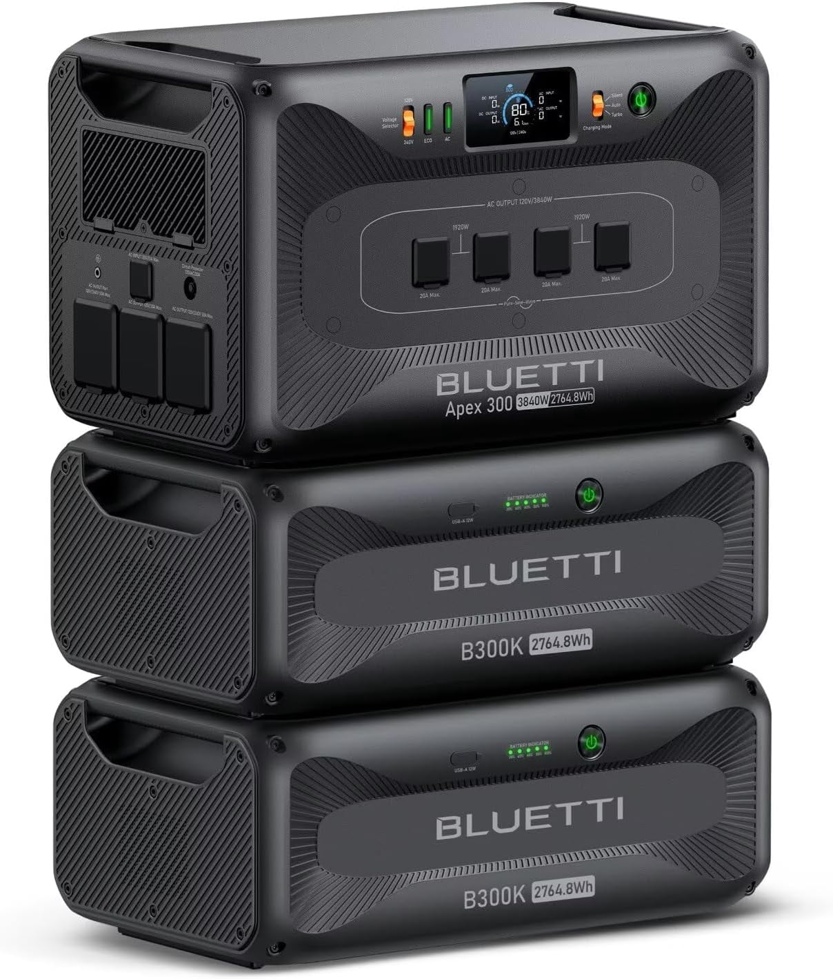 BLUETTI Apex 300 Solar Generator with 2 B300K, 8294Wh LFP Backup Power, 3840W AC Outlets, 120V/240V Dual Voltage for Home, RV, and Emergency Use