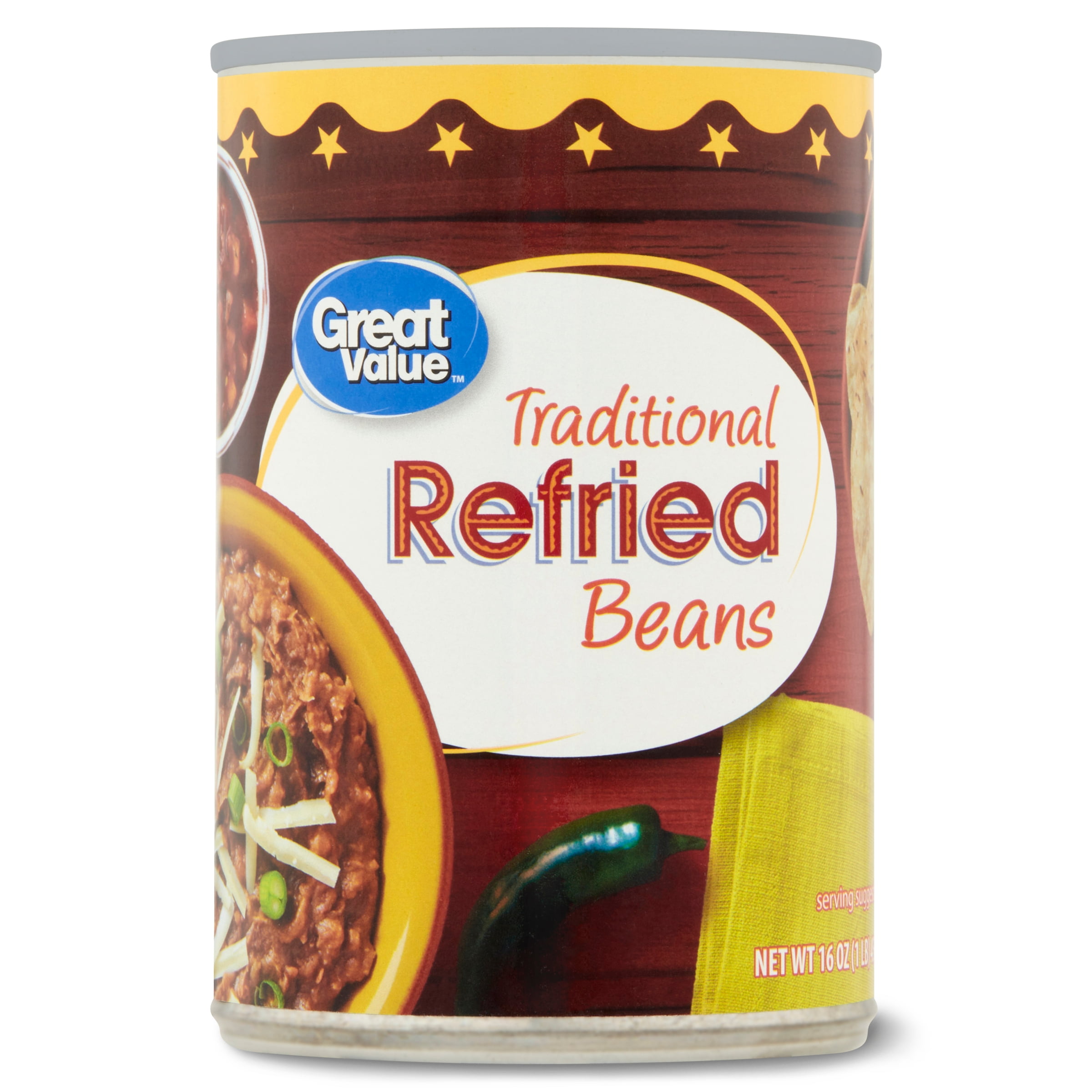 Great Value Traditional Refried Beans, 16 Oz