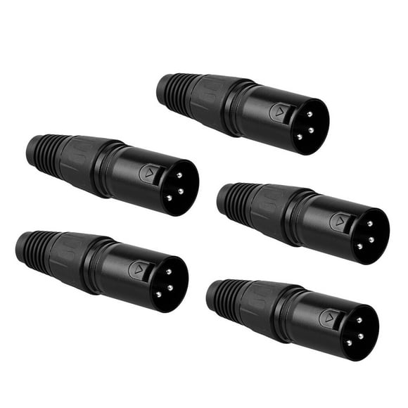 5pcs Male Black 3pin XLR Audio Cable Connector Three-core XLR Connector Male Microphone Plug
