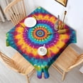 thumbnail image 2 of Colorful Rainbow Tie Dye Spiral Pattern Square Tablecloth,Waterproof Square Table Cover,Wipeable Spillproof Washable Table Cover for Home Kitchen Party Decor 52"x52"(132x132cm), 2 of 6