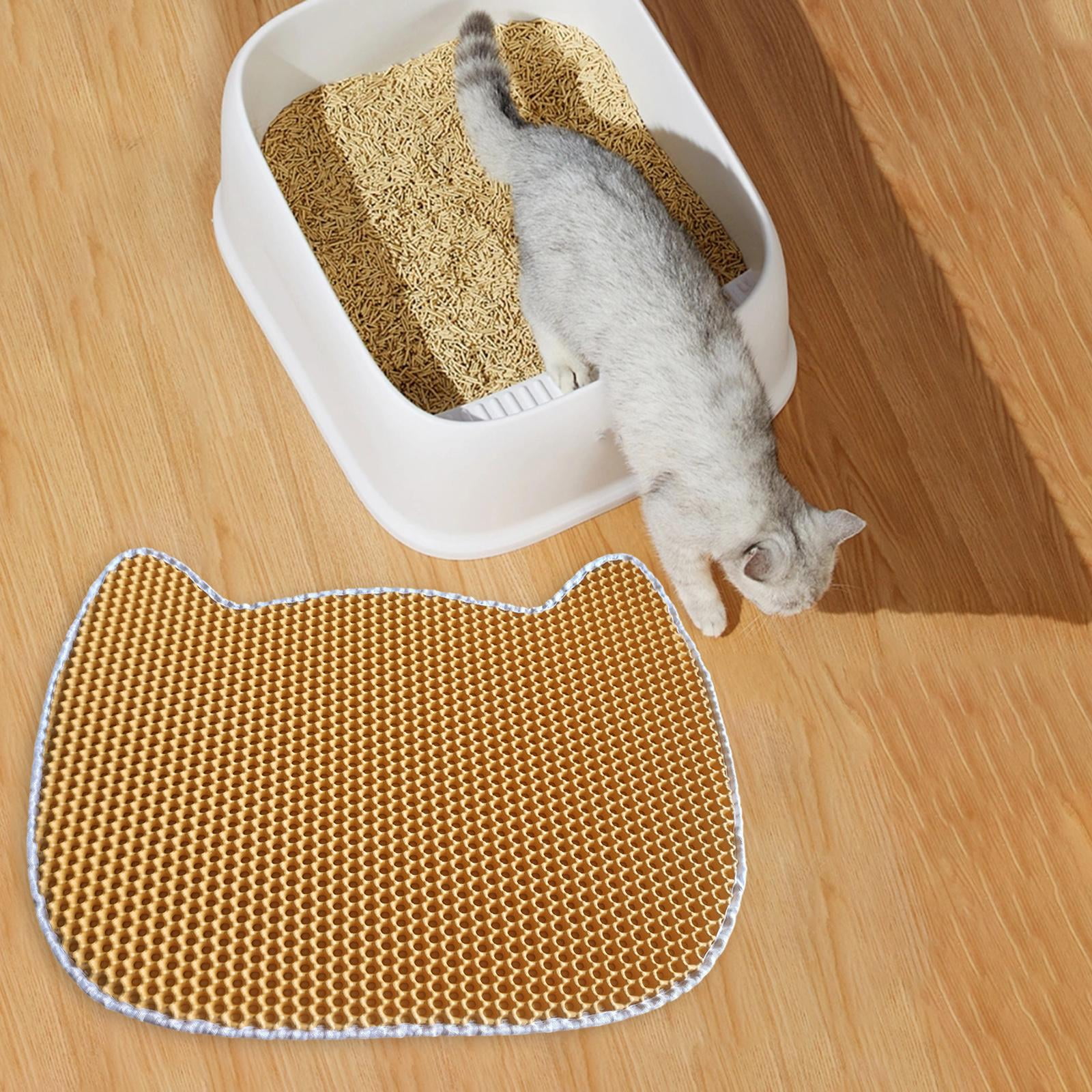 Cat Litter Mat Double Layers Durable Washable for Indoor Cats Cat Litter Pad Orange