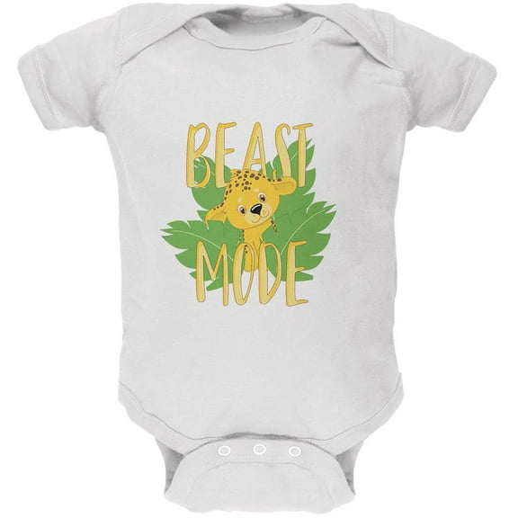 Beast Mode Cute Cheetah Cub Soft Baby One Piece White 18-24 M