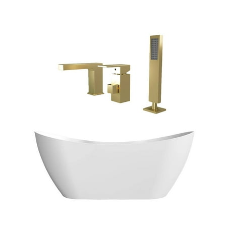 Maxwell 67 Inch Acrylic Double Slipper Freestanding Tub and Faucet Package