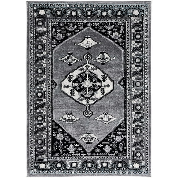 SAFAVIEH Vintage Hamadan Altan Oriental Area Rug, Grey/Black, 5'3" x 7'6"
