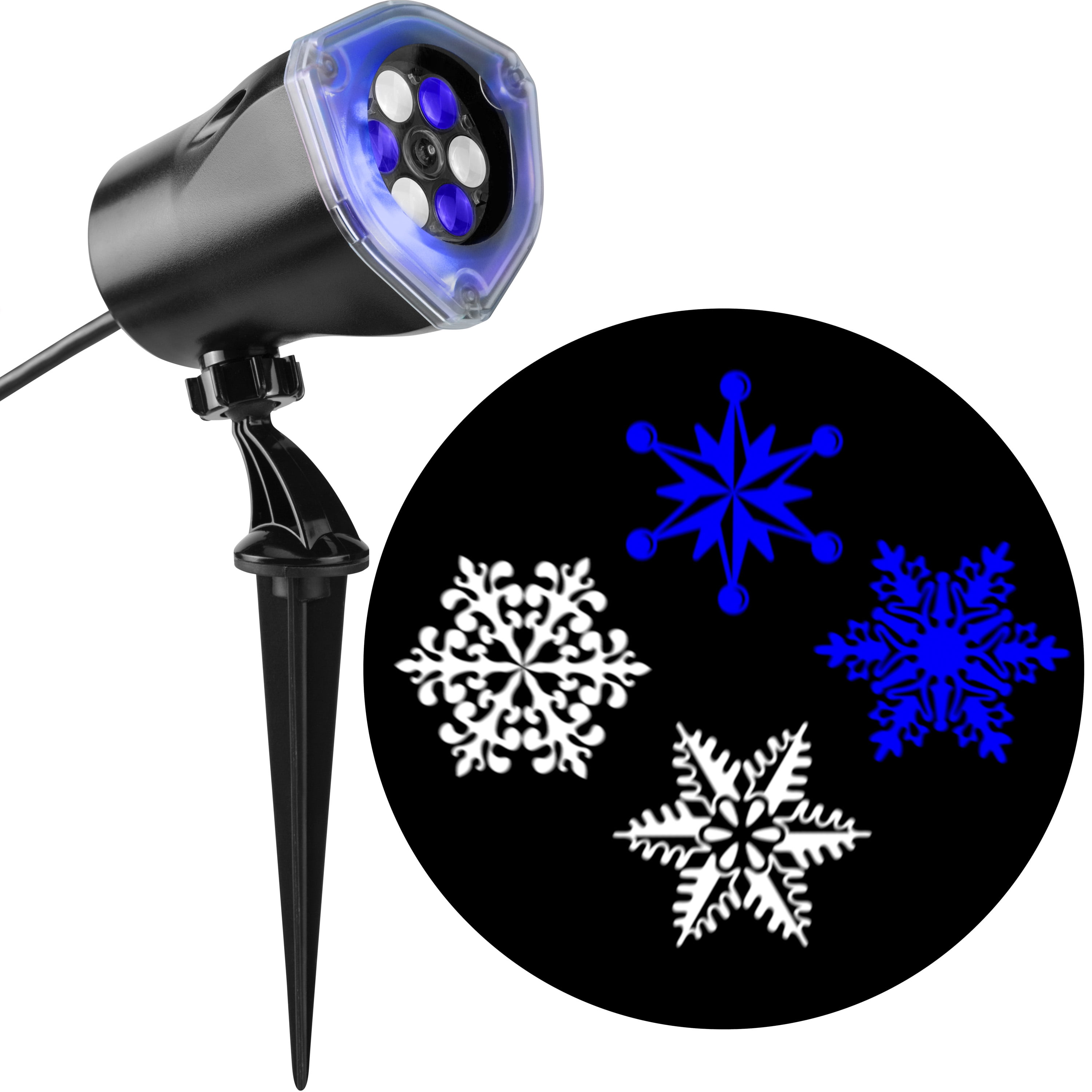 Christmas Lightshow Illuminations Holiday Projector Lights Whirl-a-Motion Ornate Snow Flurry White and Blue