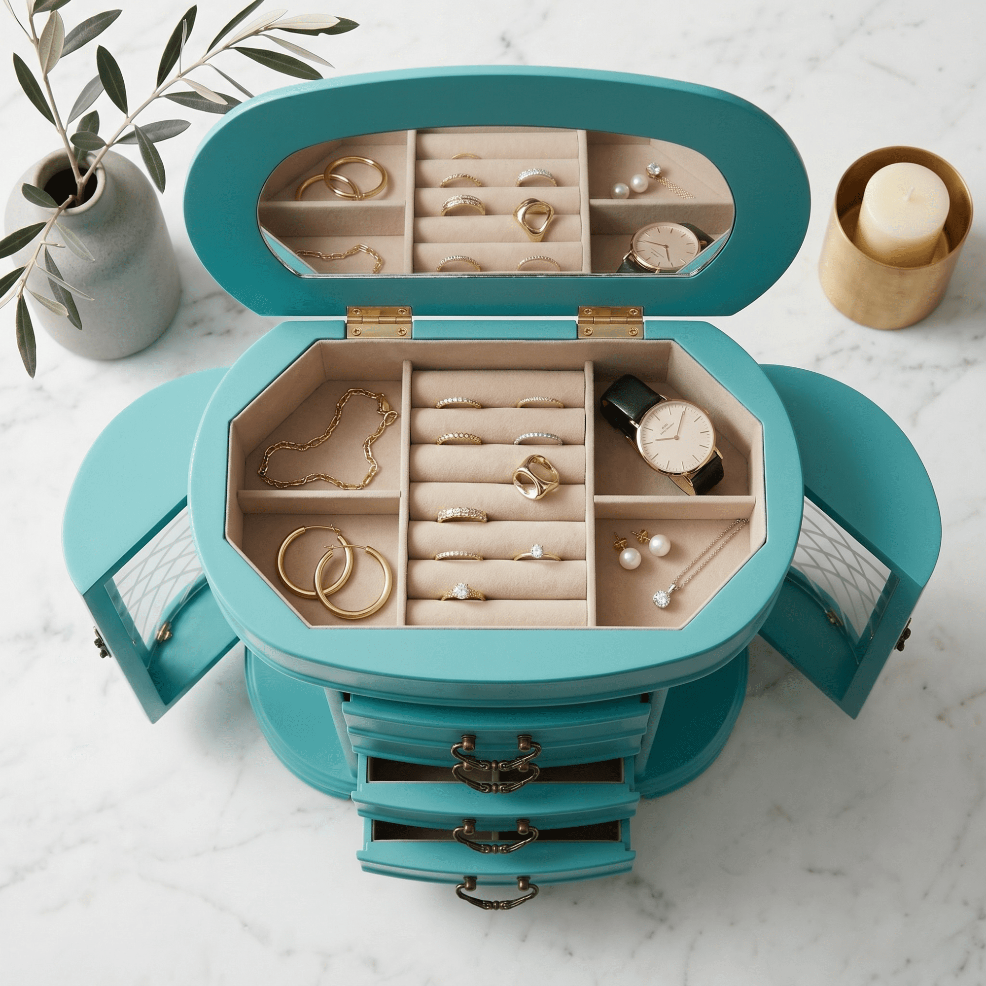 【6/13まで】BMSG ShowMinorSavage アクセサリートレー Hives and Honey Daphne Oval Wooden Jewelry Organizer Chest with