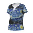 thumbnail image 2 of Naloa The Starry Night Print T-Shirts Short Sleeve V Neck Tees for Women Fashion Tops Trendy Lightweight Soft Casual Summer Outfits Clothes, 2 of 5