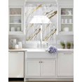 thumbnail image 4 of White Gold Modern Kitchen Curtains Swag Valance and Tier Curtains Set 24 Inch Length, Abstract Vintage Marble Geometric Rod Pocket Drape Panels Pair Swag Curtain for Bathroom/Cafe/Window, 4 of 6