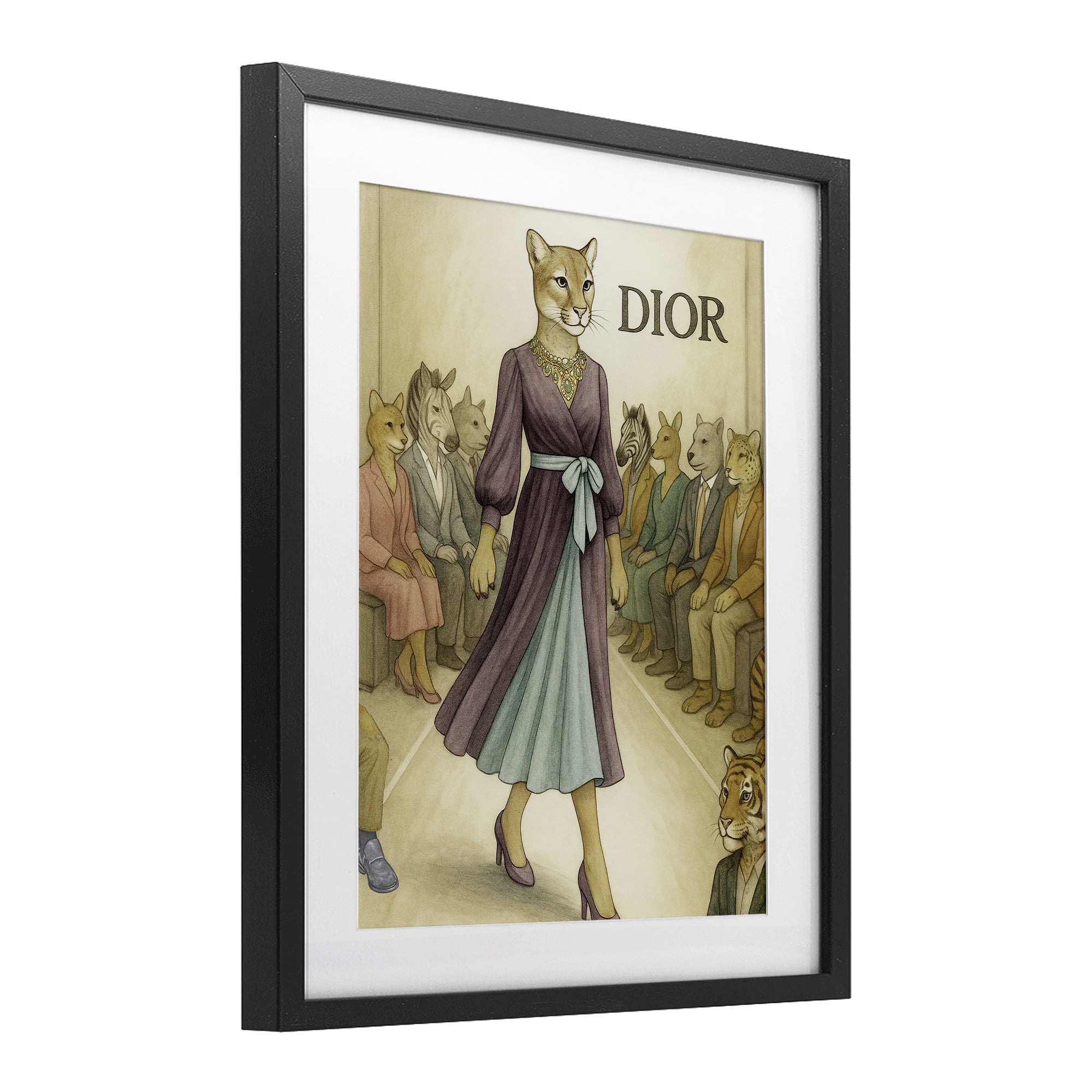 Stupell Industries Fashion Runway Cougar Black Framed Print Under Glass, design by Grotto Studios