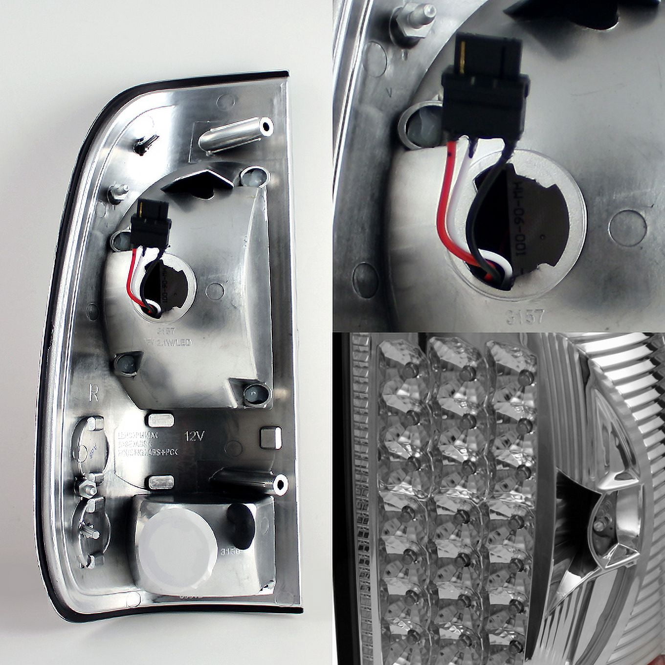 AKKON - For 97-03 Ford F150 F-150 Pickup Truck Styleside Model Chrome Clear LED Tail Lights Brake Lamps Pair