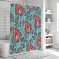 thumbnail image 6 of Red Teal Boho Botanical Shower Curtain, Waterproof Shower Curtains for Bathroom, Southwestern Retro Ethnic Tribal Washable Fabric Bathtub Curtain Set Bath Decor with 12 Hooks Extra Long 72"x96", 6 of 8