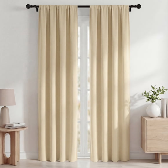 Blackout Cortinas, Cortinas Blackout Térmicas Aislantes 42x84 Pulgadas, Cortinas Oscurecedoras con Bolsillo para Barra para Sala de Estar y Recámara, Juego de Paneles de Tratamiento de Ventanas con R