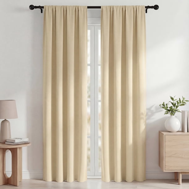 Blackout Cortinas, Cortinas Blackout Térmicas Aislantes 42x84 Pulgadas, Cortinas Oscurecedoras con Bolsillo para Barra para Sala de Estar y Recámara, Juego de Paneles de Tratamiento de Ventanas con R