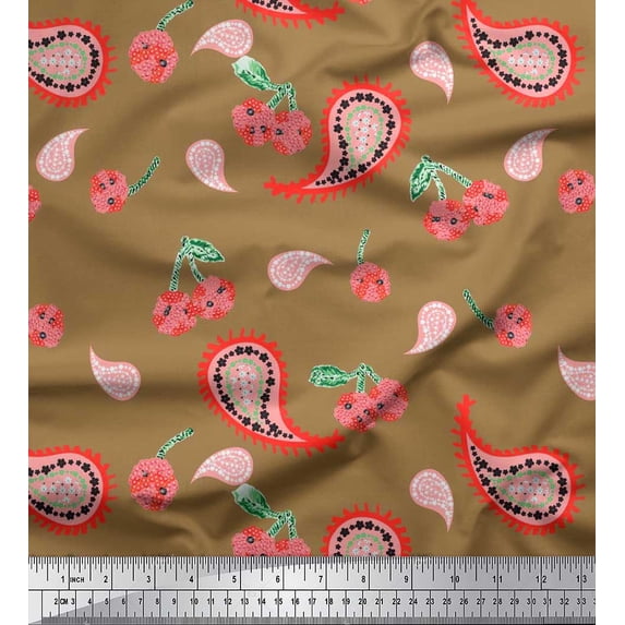 Soimoi Cotton Duck Fabric Floral & Paisley Print Fabric by The Yard 56 Inch Wide