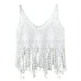 thumbnail image 4 of Women Hollow Out Crochet Crop for Tank Top Knit Heart Lace Long Tassels Camisole Sleeveless See-Through Vest Beach Cover, 4 of 5