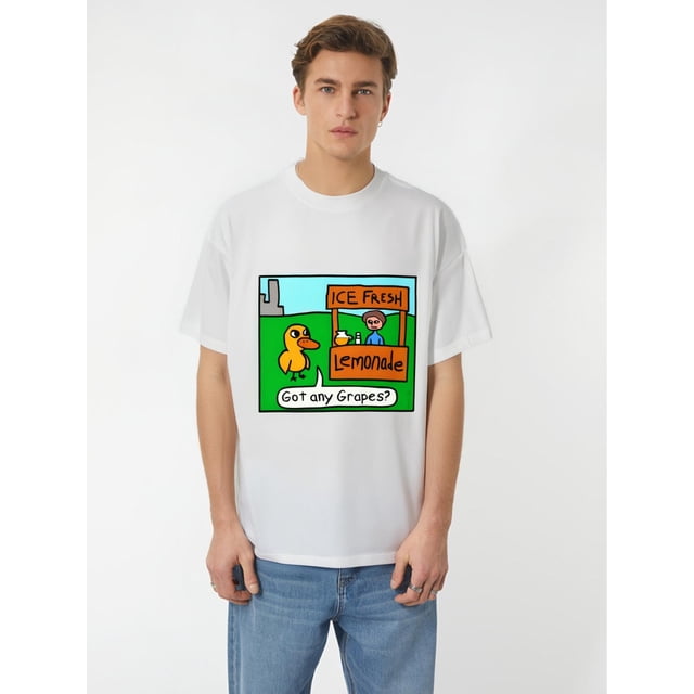Men's Front Print T-shirt Got Any Grapes? 100% Cotton Funny Graphic Summer Casual Top Tee For Adult, Men, Women, Teen, Teenager, Adolescent, Youth