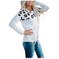 thumbnail image 2 of EGNMCR Chandails pour Femmes Mode Féminine Rayé Imprimé Léopard Confortable Manches Longues Hauts de Chandail, 2 of 8