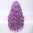 thumbnail image 3 of RightOn Purple Wig with Bangs Long Curly Wavy Lavender Purple Wig Purple Wig for Women Synthetic Wig with Wig Cap, 3 of 6