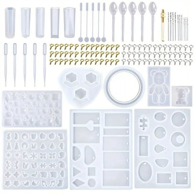 LOVEVER Resin Molds 229pcs Silicone Resin Casting Molds and Tools Kit for DIY Jewelry Resin Craft Making Epoxy Resin Making Kit for Resin Casting Beginner
