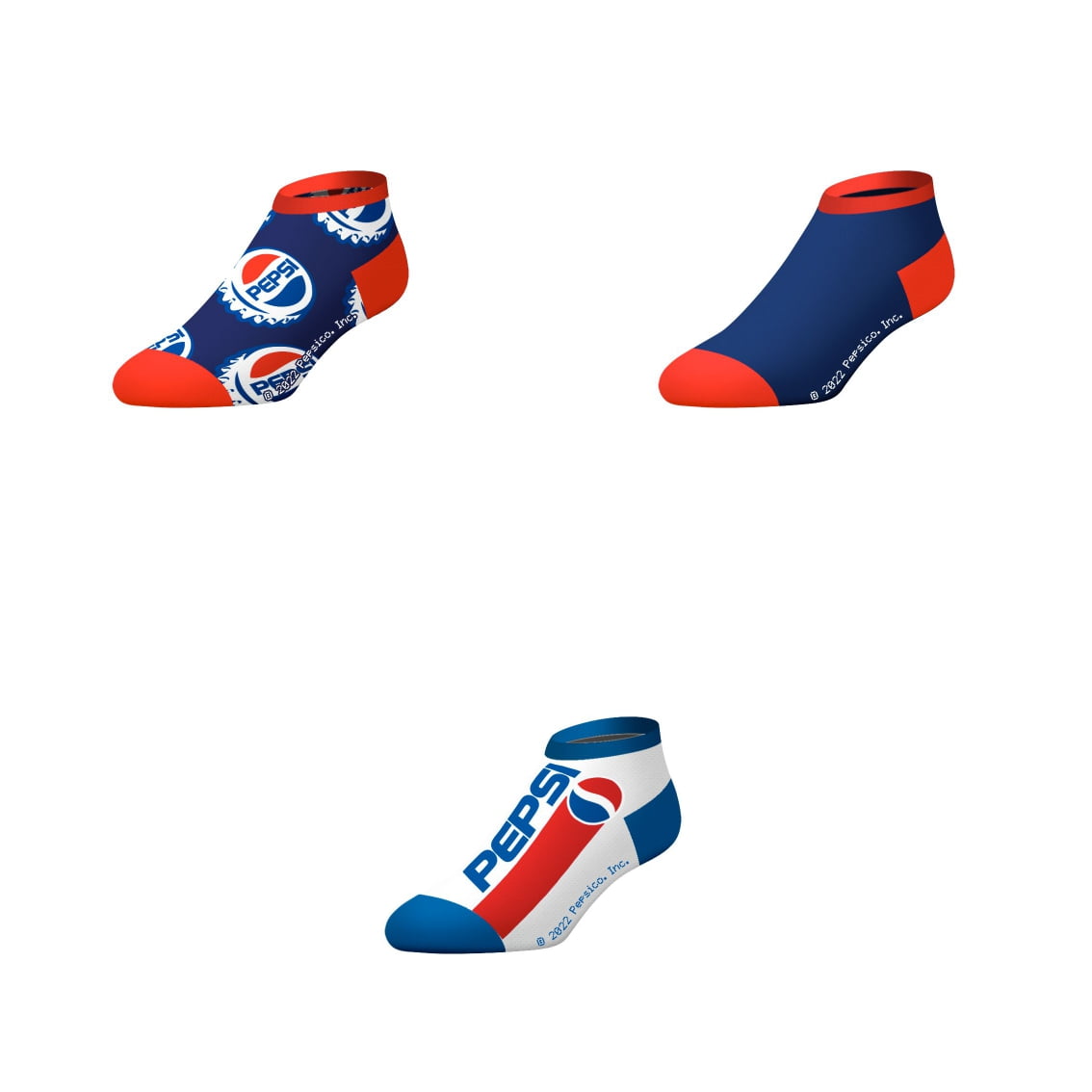 SOCKS BY CRAZYBOXER Pepsi Lid And Logo Line; Low Cut Socks, 3-Pairs