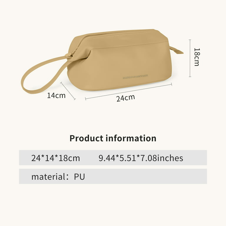 Omnpak Makeup Bag, Open Flat Cosmetic Bag, Small Zipper Pouch for Women,  Makeup Organizer for Travel or Daily Use, Brown