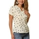 thumbnail image 4 of BLUSA ESTAMPADA DE PUNTOS EN V PARA MUJER INSPIRE CHIC MANGA CORTA TOP PARA TRABAJAR XS Negro-Abricot, 4 of 6