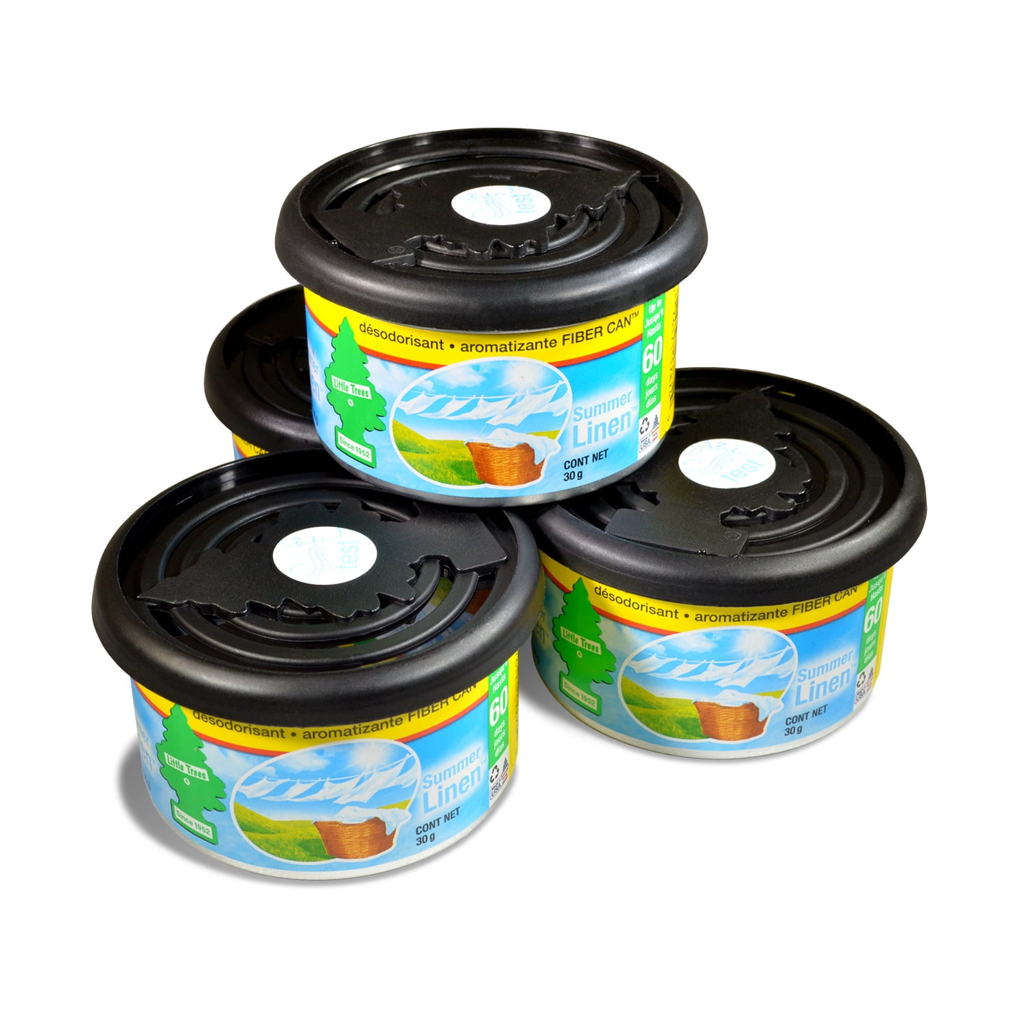 Little Trees Summer Linen Fiber Can Air Freshener, 4Pack