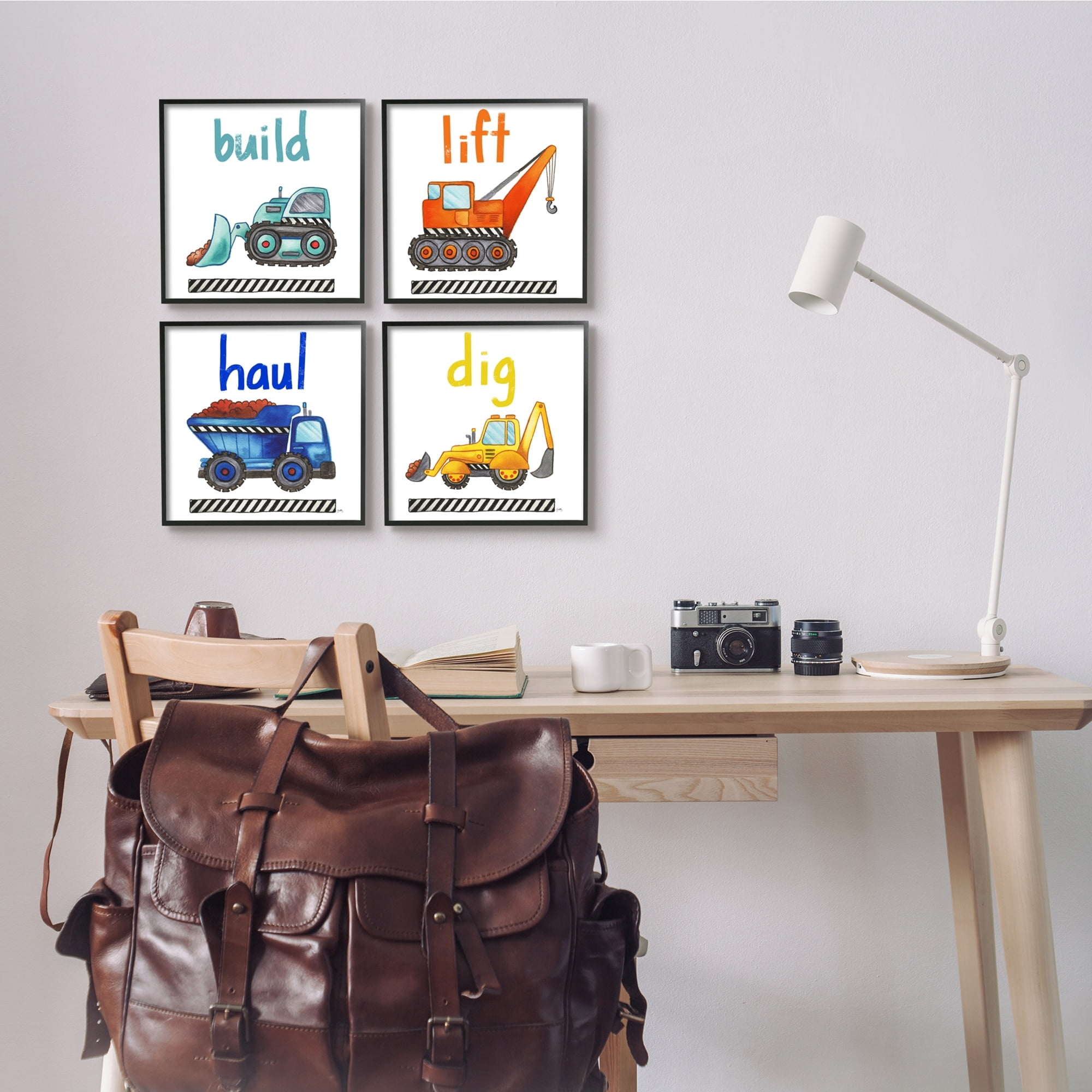 Stupell Industries Dig Lift Haul Build Kids' Construction Truck Vehicles, 17 x 17, Design by Elizabeth Medley