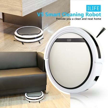 ILIFE V5 Automatic Robot Vacuum Cleaner -Robotic Auto Home Cleaning for Clean Carpet Hardwood Floor - Cleaner Bot Self Detects Stairs - HEPA Filter Pet Hair Allergies (Best Way To Clean Pet Hair From Hardwood Floors)