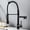 Black, variant on Kitchen Sink Faucet for Bar Farmhouse Commercial, All Copper Black Spring Pull Out Kitchen Sink Faucet, Hot Cold Water Chrome/Gold Mixer Crane Tap with Dual Spout Deck Mount