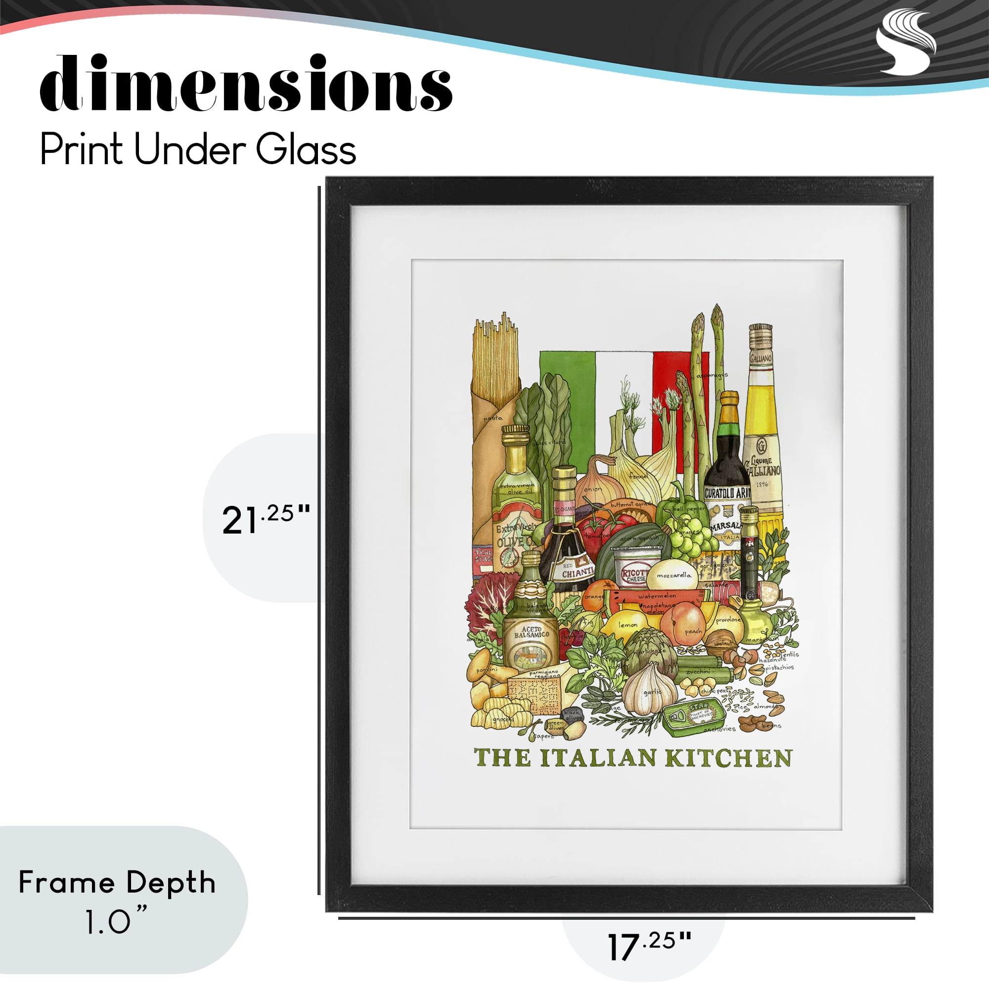 Stupell Industries Italian Kitchen and Food Black Framed Print Under Glass, design by Nancy Overton