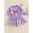 thumbnail image 4 of Toddler Baby Girl Birthday Outfits 1-10 Years Birthday Girl Letter Embroidery Sweatshirt Tops + Tutu Tulle Skirt Dress Birthday Clothes, 4 of 8