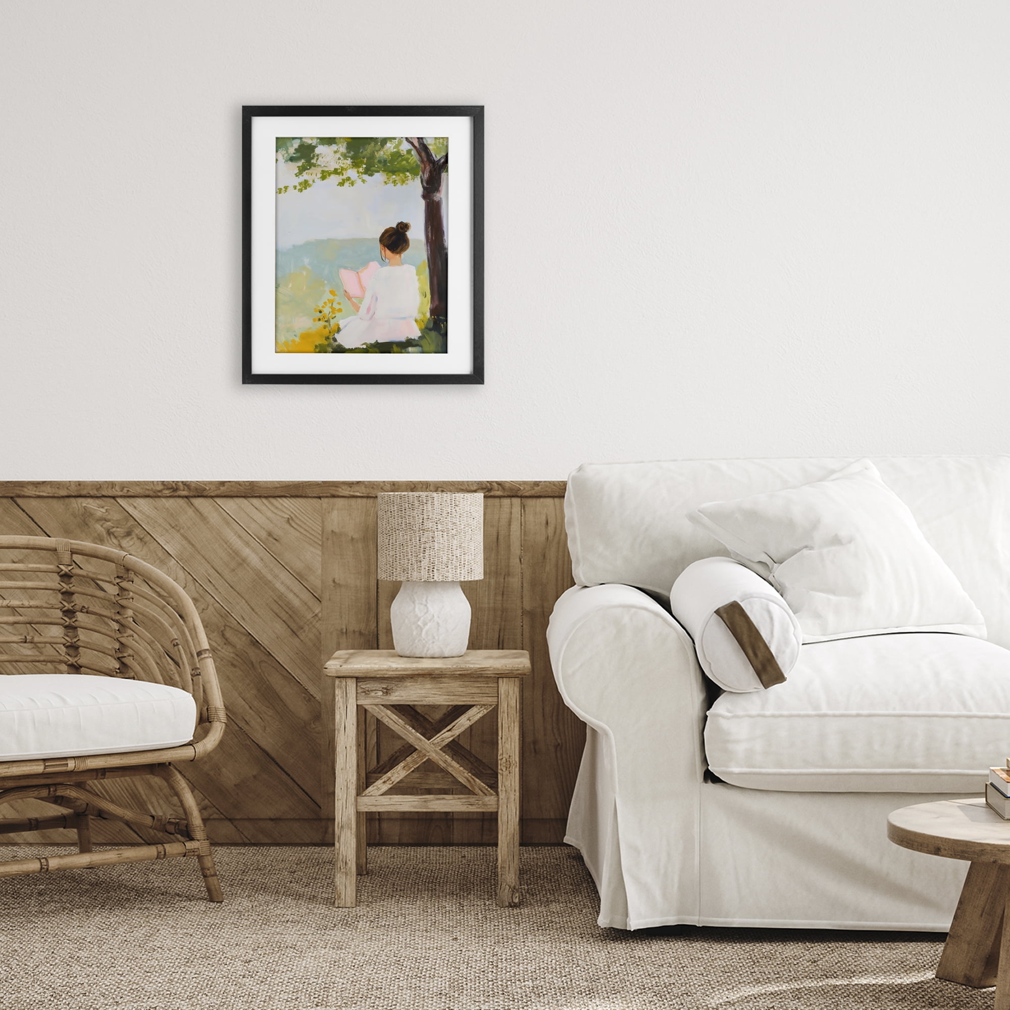 Stupell Industries Girl Reading in Nature Black Framed Print Under Glass, design by The Prints Vibe