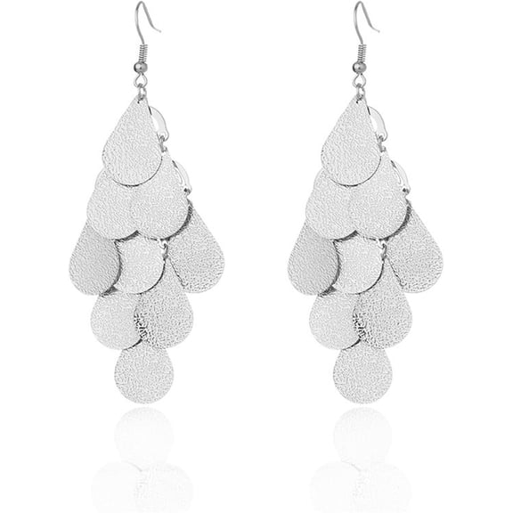 Gold Chandelier Earrings Boho Lightweight Filigree Layered Teardrop Leaf Leaves Tassel Geometric Long Silver Chic Dangle Drop Earrings for Women Prom Birthday Christmas Party Fashion Jewelry Gifts