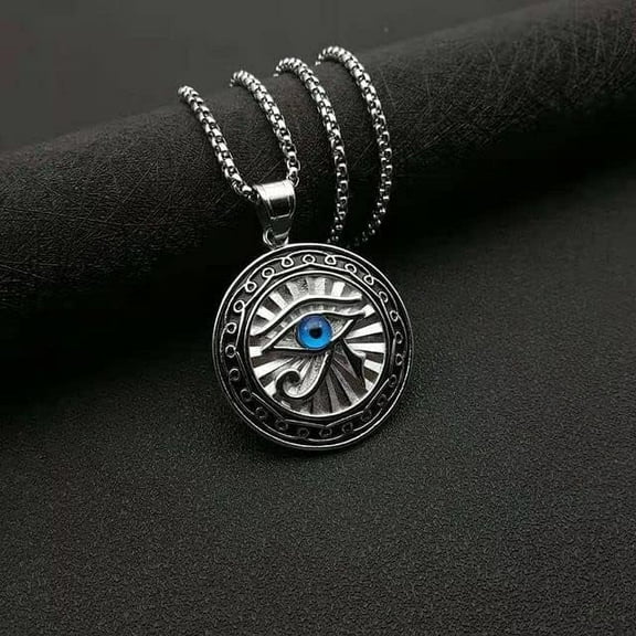 All-Seeing Eye of Horus Blue Evil Eyes Necklace,Eye of Horus Chain Necklace Women Men Punk Amulet(Ancient Egypt Mythology Style)