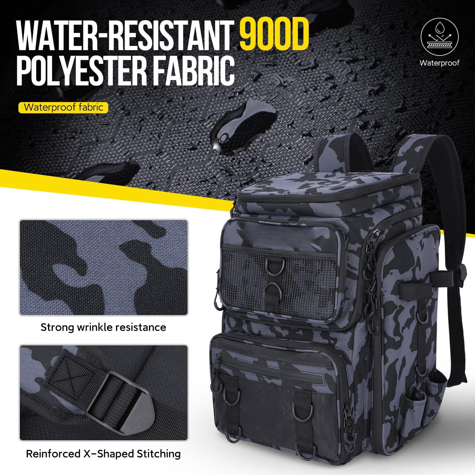 Fishing Backpack With Rod Holders Tackle Box  42l Large Water-resistant Bag Store Gear