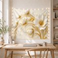 thumbnail image 5 of 3D White Floral Relief Set Against Cream Background, Serene Minimalist for Botanical Lovers, Sculptured Wall Art, Housewarming Gift, Tapestry Wall Hanging for Living Room and Bedroom, 5 of 7