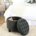 thumbnail image 3 of HomePop Tufted Round Ottoman with Storage, Multiple Colors, 3 of 17