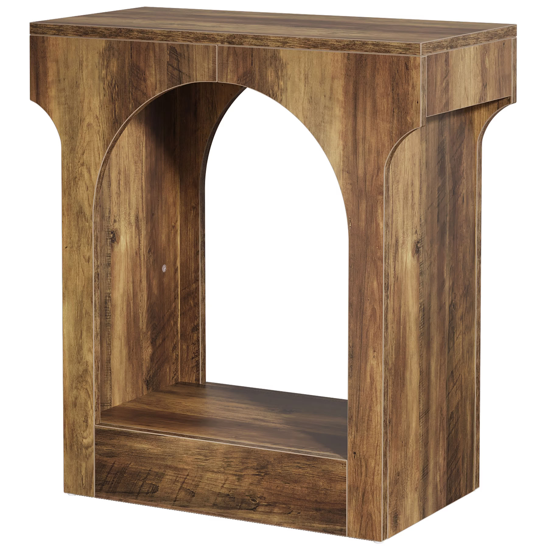 MAYEERTY 2-Tier Wood End Table, Mid-Century Modern Side Table with Arched Storage Space, for Living Room, Bedroom
