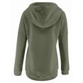thumbnail image 3 of Sweat à Capuche d'Hiver pour Femmes, Boutonné, Manches Longues, Chaud, Col en V, Vert Foncé, S, 3 of 5