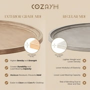 COZAYH Rustic Round Wood Coffee Table with Storage and Tray, White