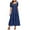 Navy, variant on vigerkar Women's Summer Dresses 2025 Puff Sleeve Square Neck High Waist Smocked A-Line Flowy Loose Fit Midi Dress Red, L