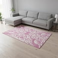 thumbnail image 2 of HomeRoots 676906 8 x 10 ft. Blush & Ivory Damask Washable Machine Made Rectangle Area Rug with UV Protection, 2 of 9