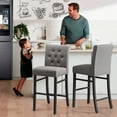thumbnail image 5 of 30" Counter Height Bar Stools set of 2 with Back Fabric Modern  Bar Chairs Barstools with Seat Height Upholstered Button Tufted Wooden Island Stools for Kitchen Counter Home Bar Dining Room （Gray）, 5 of 7