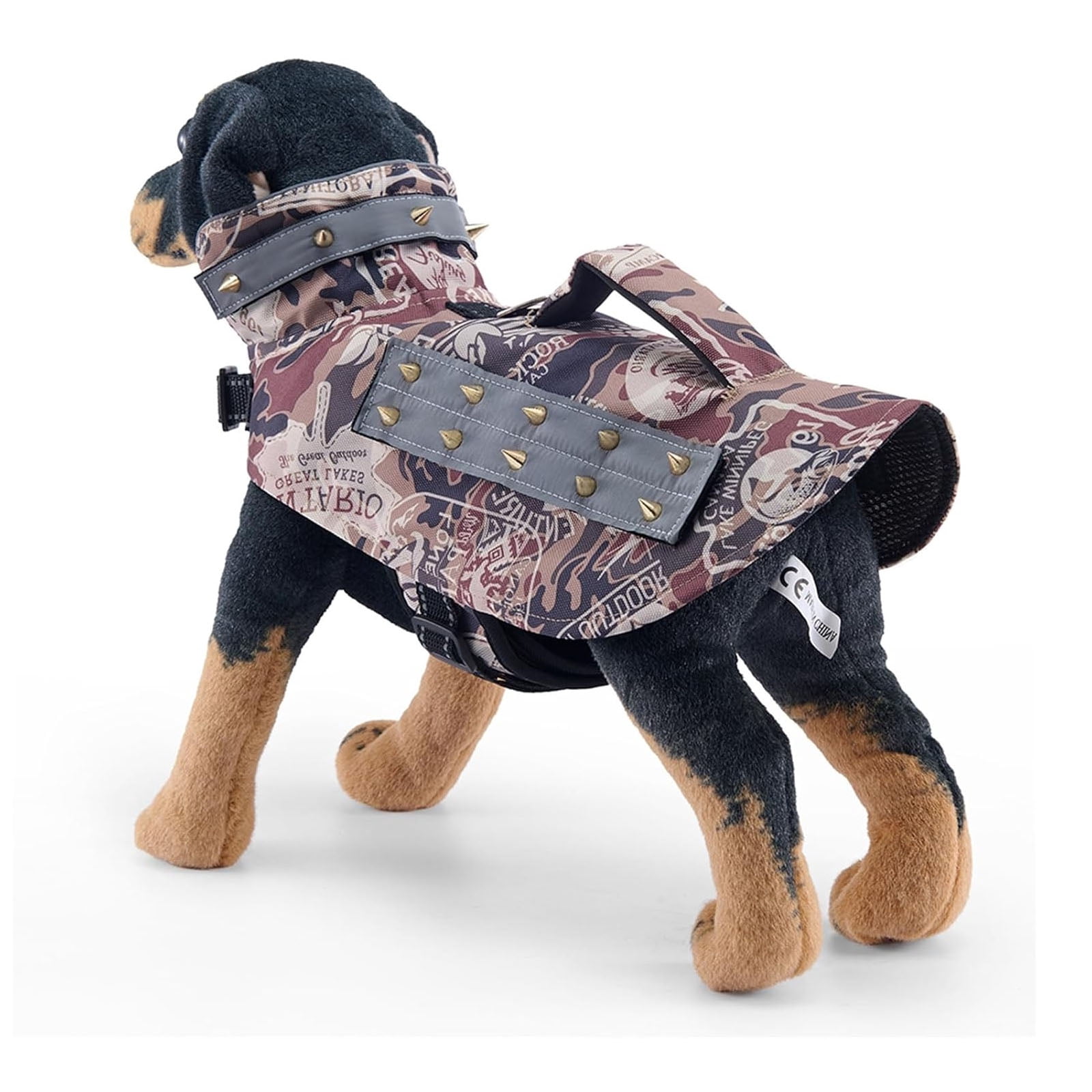 Spiked Small Dog Vest,Reflective Dog Harness Vest with Removable Spikes, Anti-Bite & Predator Protective Dog Jacket with D-Ring & Breathable Linings Brown Handle M