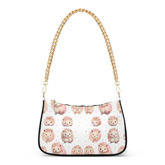 Womens Chain Shoulder Bag Hedgehogs with Dots Classic Tote Handbags Fashion Clutch Hobo Purse with Zipper for Travel Casual