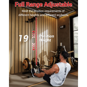 TEQIN LAT Pulldown Machines,Wall Mount Cable Station for Home Gym, Adjustable Dual Pulleys Cable Crossover Machine LAT Tower Fitness Equipment with 18 Positions